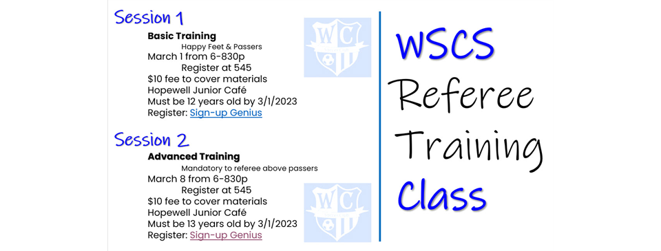 Referee Training - Click to register!